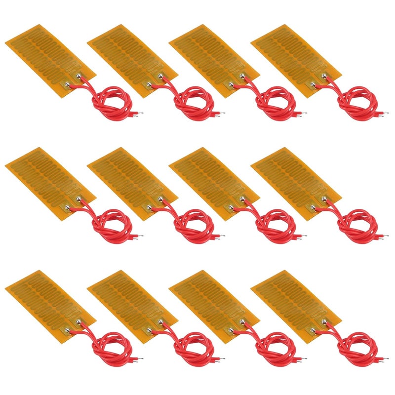 ACEIRMC 12pcs 25mmx50mm Film Heater Plate Adhesive Pad, PI Heating Elements Film 12V 7W Strip Heater Adhesive Polyimide Heater Plate (12V 7W 25mmx50mm) - Image 1